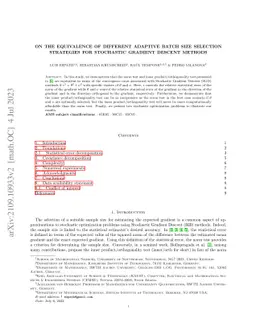 On the equivalence of different adaptive batch size selection strategies
  for stochastic gradient descent methods