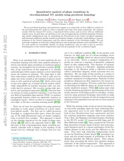 Quantitative analysis of phase transitions in two-dimensional XY models
  using persistent homology