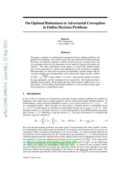 On Optimal Robustness to Adversarial Corruption in Online Decision
  Problems