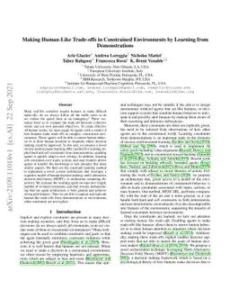 Making Human-Like Trade-offs in Constrained Environments by Learning
  from Demonstrations