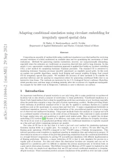Adapting conditional simulation using circulant embedding for
  irregularly spaced spatial data