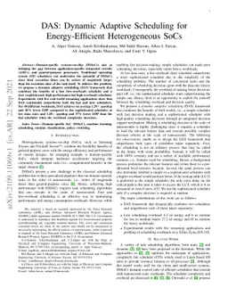 DAS: Dynamic Adaptive Scheduling for Energy-Efficient Heterogeneous SoCs