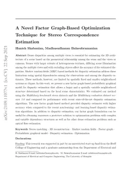 A Novel Factor Graph-Based Optimization Technique for Stereo
  Correspondence Estimation