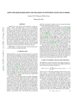 Joint speaker diarisation and tracking in switching state-space model