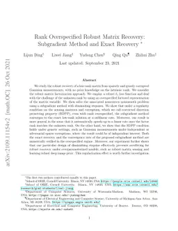 Rank Overspecified Robust Matrix Recovery: Subgradient Method and Exact
  Recovery