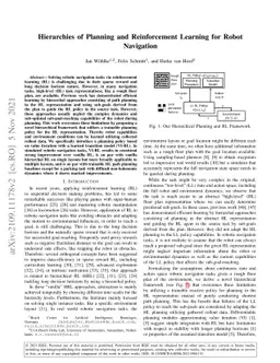 Hierarchies of Planning and Reinforcement Learning for Robot Navigation