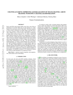 ChannelAugment: Improving generalization of multi-channel ASR by
  training with input channel randomization