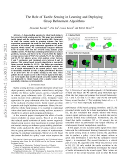 The Role of Tactile Sensing in Learning and Deploying Grasp Refinement
  Algorithms