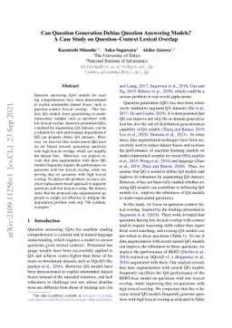 Can Question Generation Debias Question Answering Models? A Case Study
  on Question-Context Lexical Overlap