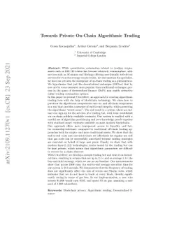 Towards Private On-Chain Algorithmic Trading