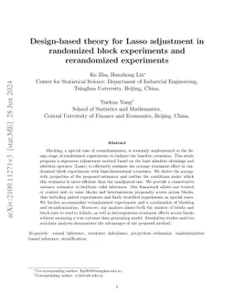 Design-based theory for Lasso adjustment in randomized block experiments
  and rerandomized experiments