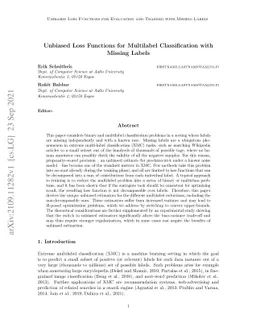 Unbiased Loss Functions for Multilabel Classification with Missing
  Labels