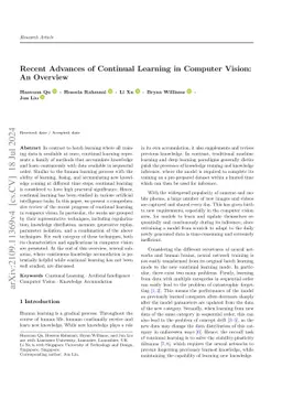 Recent Advances of Continual Learning in Computer Vision: An Overview