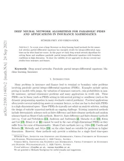 Deep Neural Network Algorithms for Parabolic PIDEs and Applications in
  Insurance Mathematics