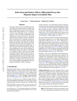 Robin Hood and Matthew Effects: Differential Privacy Has Disparate
  Impact on Synthetic Data