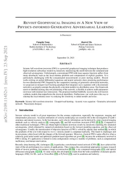 Revisit Geophysical Imaging in A New View of Physics-informed Generative
  Adversarial Learning