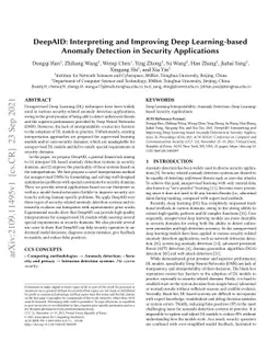 DeepAID: Interpreting and Improving Deep Learning-based Anomaly
  Detection in Security Applications