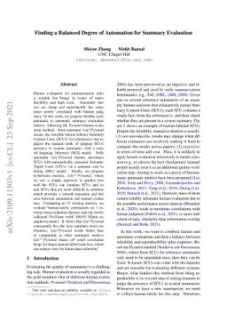 Finding a Balanced Degree of Automation for Summary Evaluation