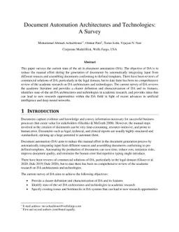 Document Automation Architectures and Technologies: A Survey
