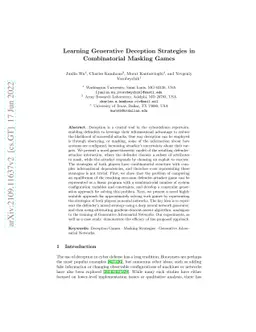 Learning Generative Deception Strategies in Combinatorial Masking Games