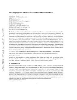 Modeling Dynamic Attributes for Next Basket Recommendation