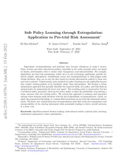 Safe Policy Learning through Extrapolation: Application to Pre-trial Risk Assessment