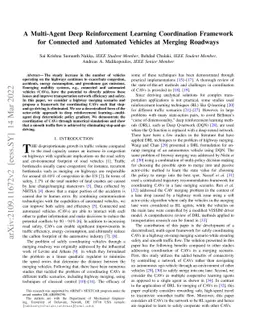 A Multi-Agent Deep Reinforcement Learning Coordination Framework for
  Connected and Automated Vehicles at Merging Roadways