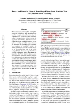 Detect and Perturb: Neutral Rewriting of Biased and Sensitive Text via
  Gradient-based Decoding