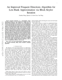 An Improved Frequent Directions Algorithm for Low-Rank Approximation via
  Block Krylov Iteration