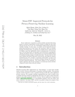 Morse-STF: Improved Protocols for Privacy-Preserving Machine Learning