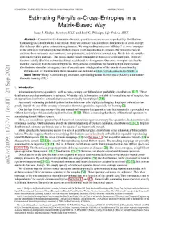 Estimating Rényi's $α$-Cross-Entropies in a Matrix-Based Way