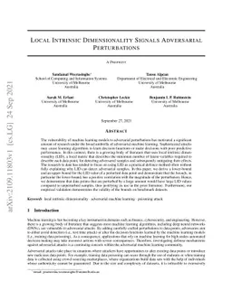 Local Intrinsic Dimensionality Signals Adversarial Perturbations