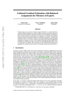 Unbiased Gradient Estimation with Balanced Assignments for Mixtures of
  Experts