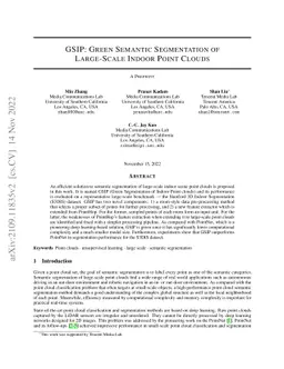 GSIP: Green Semantic Segmentation of Large-Scale Indoor Point Clouds