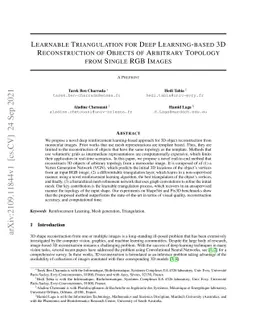 Learnable Triangulation for Deep Learning-based 3D Reconstruction of
  Objects of Arbitrary Topology from Single RGB Images