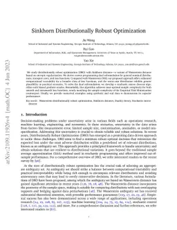 Sinkhorn Distributionally Robust Optimization