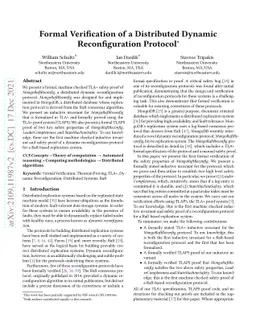 Formal Verification of a Distributed Dynamic Reconfiguration Protocol