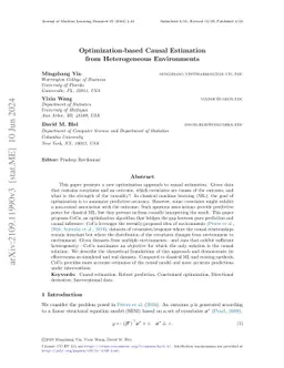 Optimization-based Causal Estimation from Heterogenous Environments
