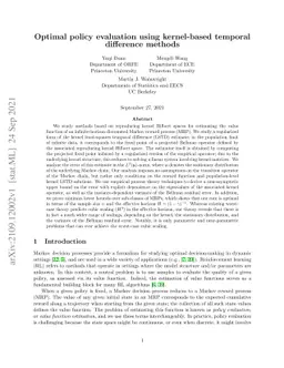 Optimal policy evaluation using kernel-based temporal difference methods