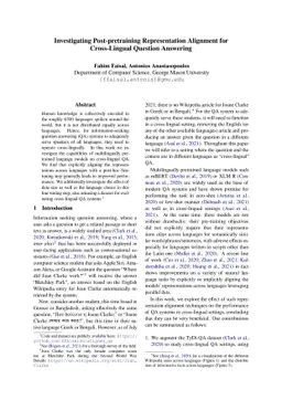 Investigating Post-pretraining Representation Alignment for
  Cross-Lingual Question Answering