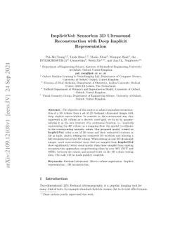 ImplicitVol: Sensorless 3D Ultrasound Reconstruction with Deep Implicit
  Representation