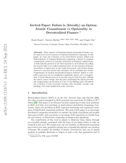 Invited Paper: Failure is (literally) an Option: Atomic Commitment vs
  Optionality in Decentralized Finance