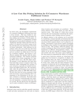 Low Cost Bin Picking Solution for E-Commerce Warehouse Fulfillment
  Centers