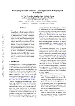 Weakly Supervised Contrastive Learning for Chest X-Ray Report Generation