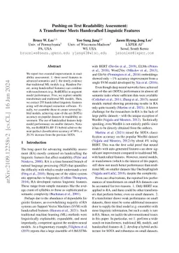 Pushing on Text Readability Assessment: A Transformer Meets Handcrafted
  Linguistic Features