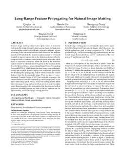 Long-Range Feature Propagating for Natural Image Matting