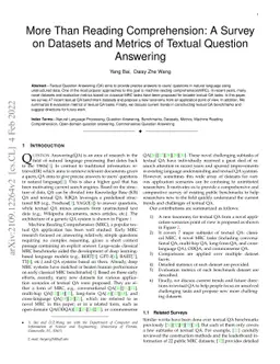 More Than Reading Comprehension: A Survey on Datasets and Metrics of
  Textual Question Answering
