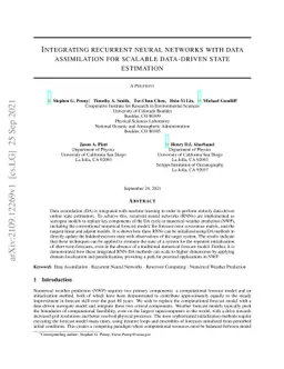 Integrating Recurrent Neural Networks with Data Assimilation for
  Scalable Data-Driven State Estimation