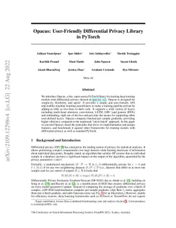 Opacus: User-Friendly Differential Privacy Library in PyTorch