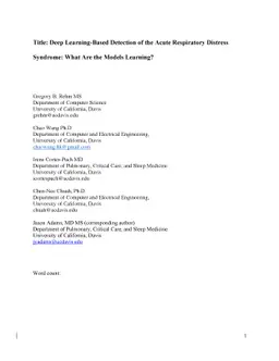 Deep Learning-Based Detection of the Acute Respiratory Distress
  Syndrome: What Are the Models Learning?